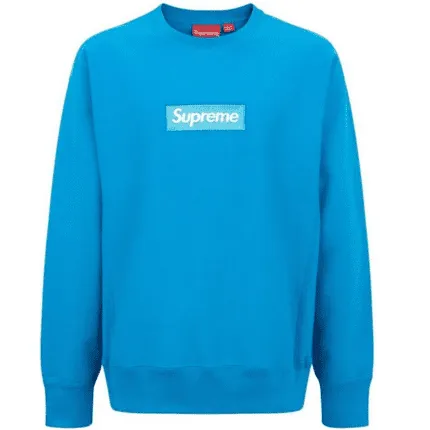 Supreme Box Logo Blue Crew Neck Sweatshirt 1