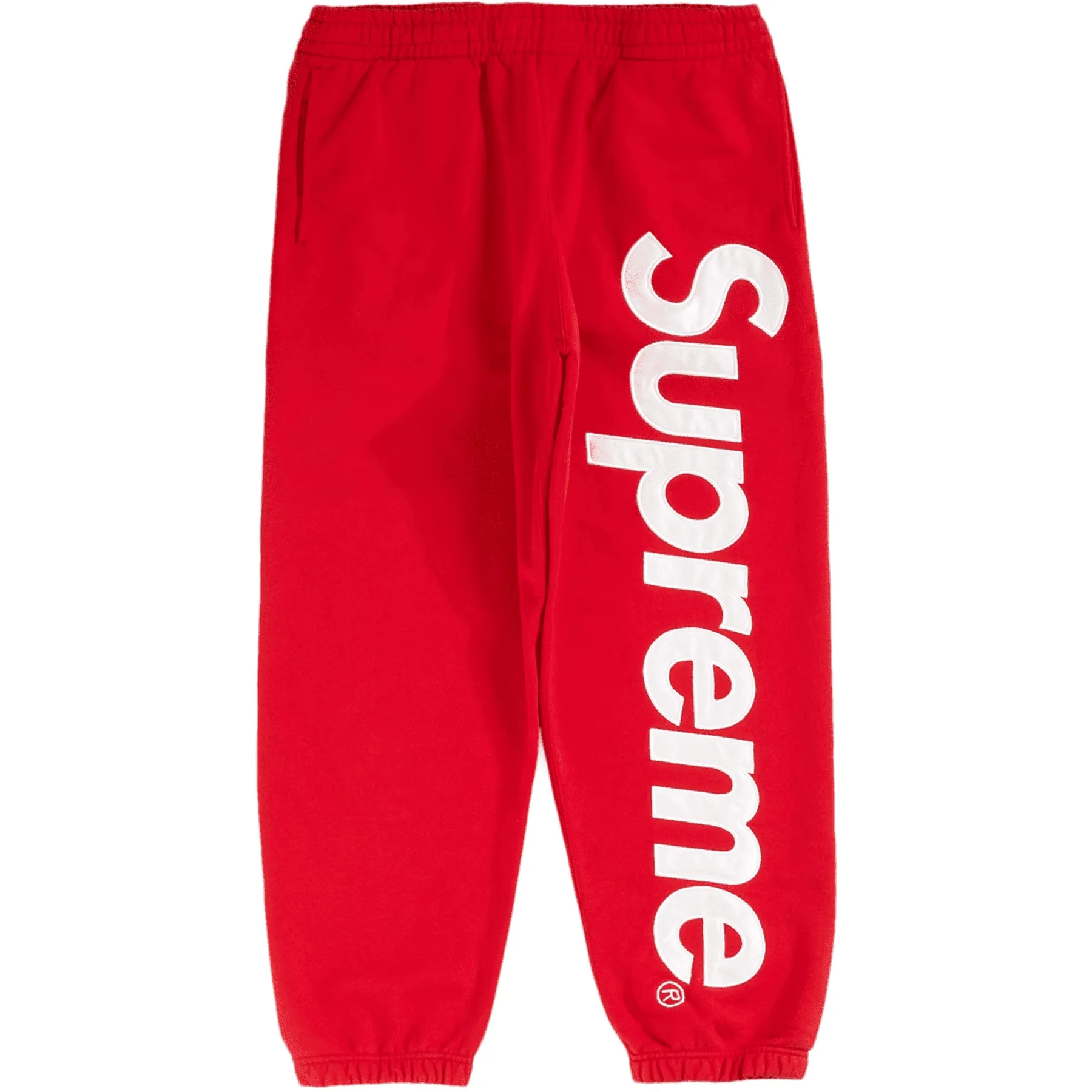 Supreme Satin Applique Sweatpant Red 1